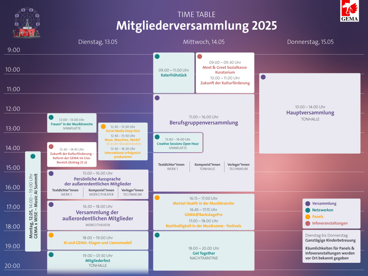 Timetable of the General Assembly 2025