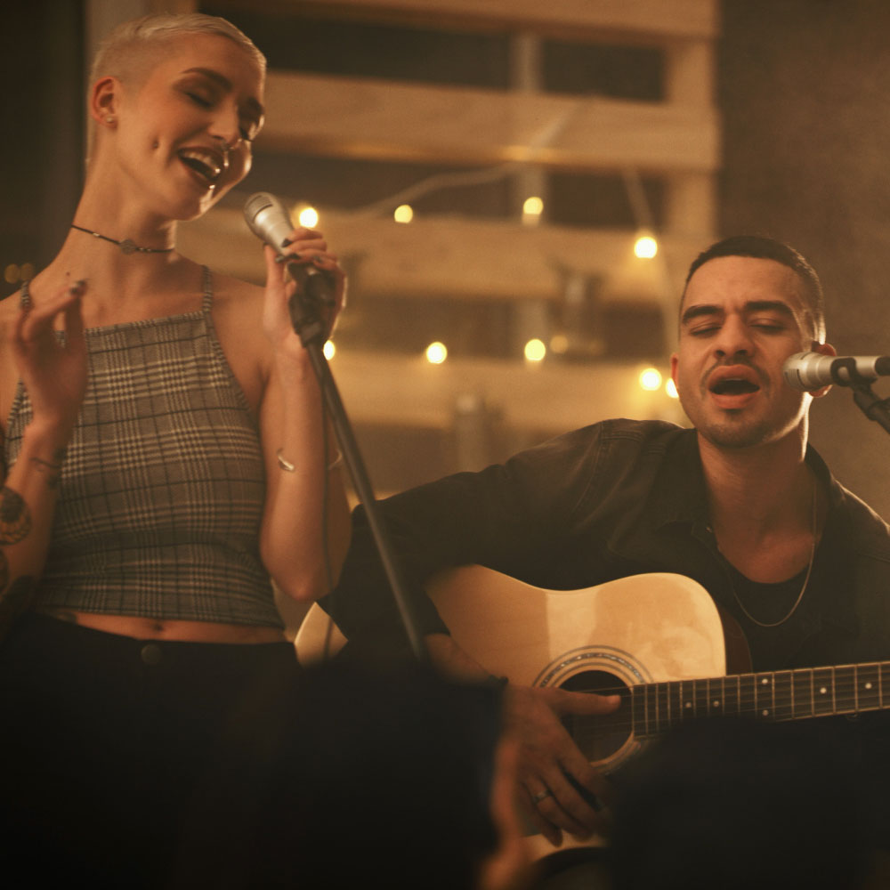Two musicians perform