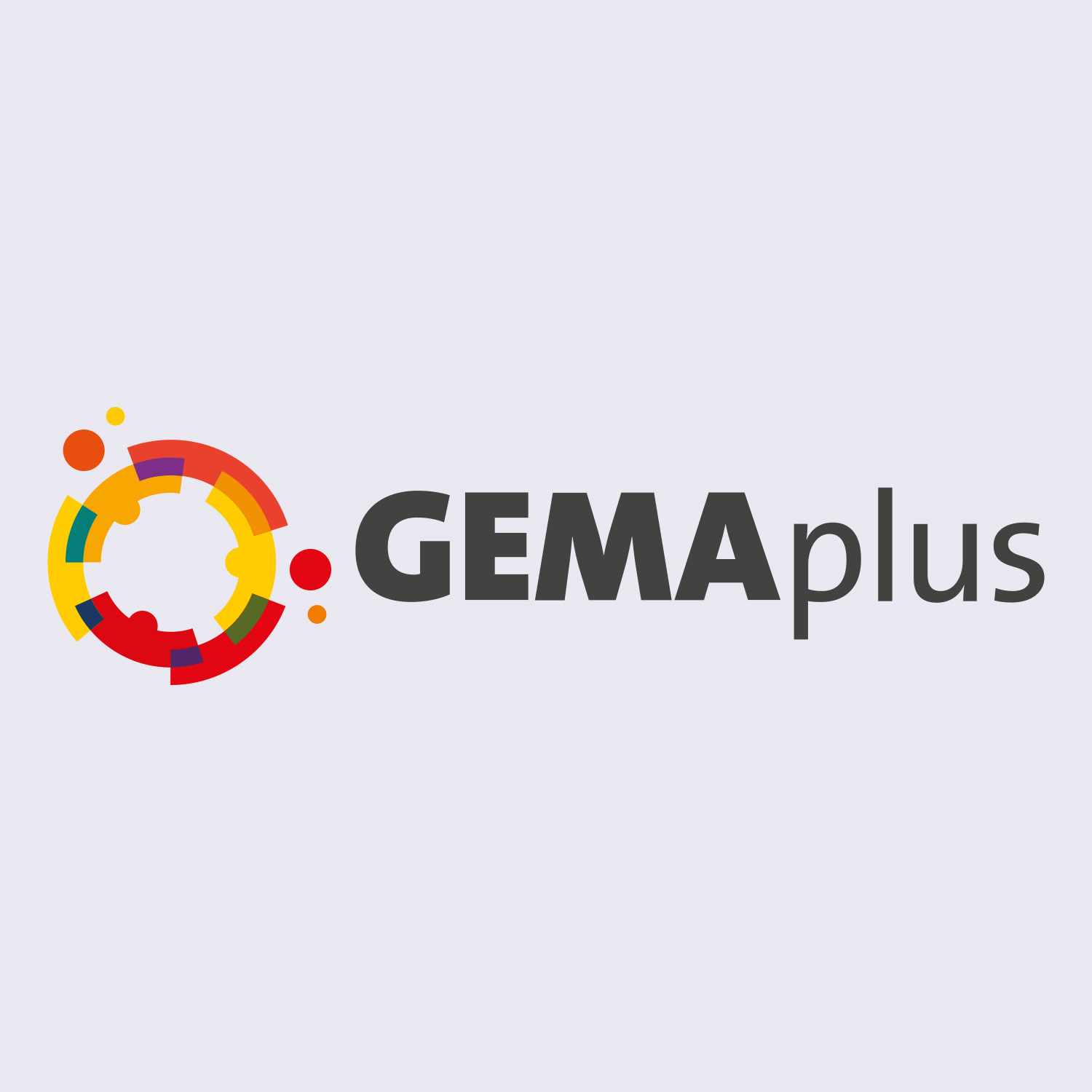 Buntes, kreisförmiges Logo links neben dem grauen Text 